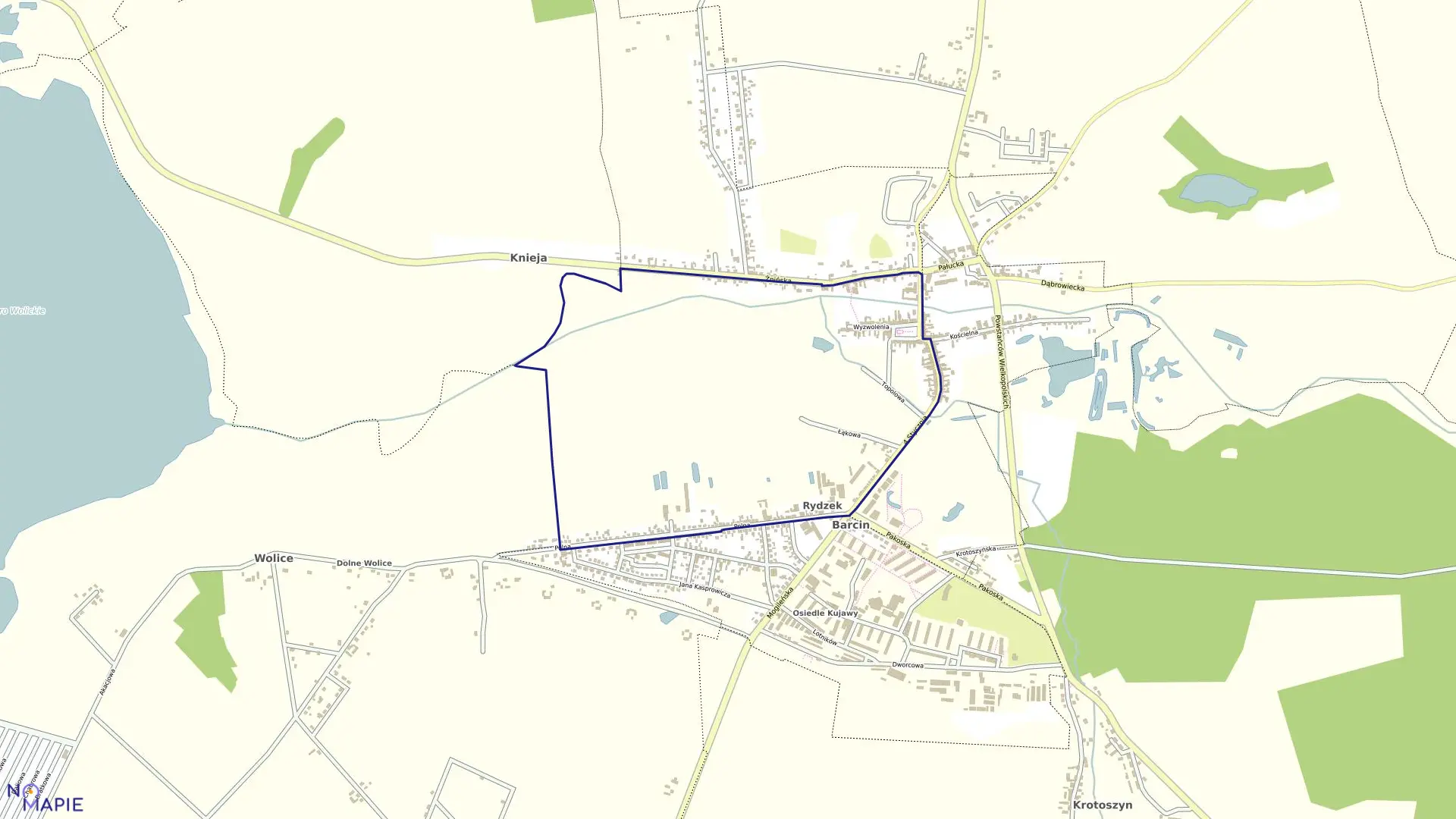 Mapa obrębu Barcin Obr.2 w gminie Barcin