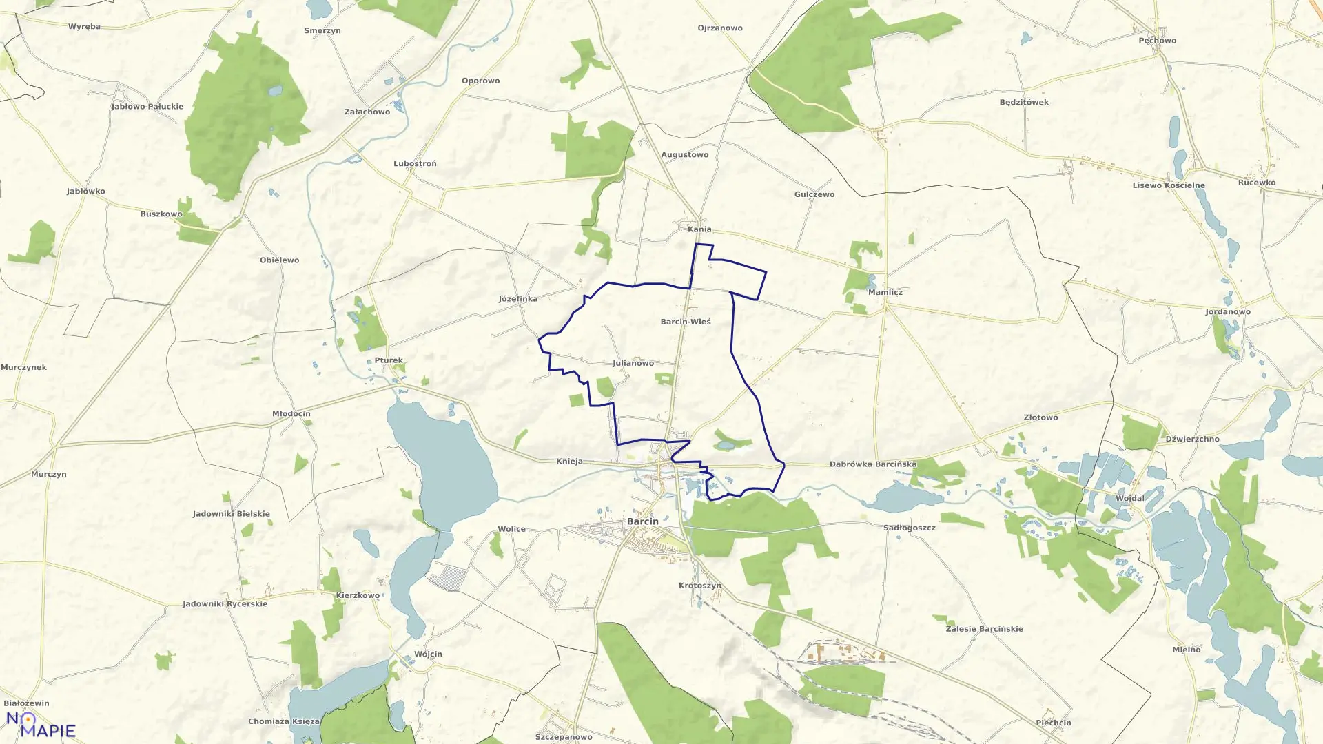 Mapa obrębu Barcin-Wieś w gminie Barcin