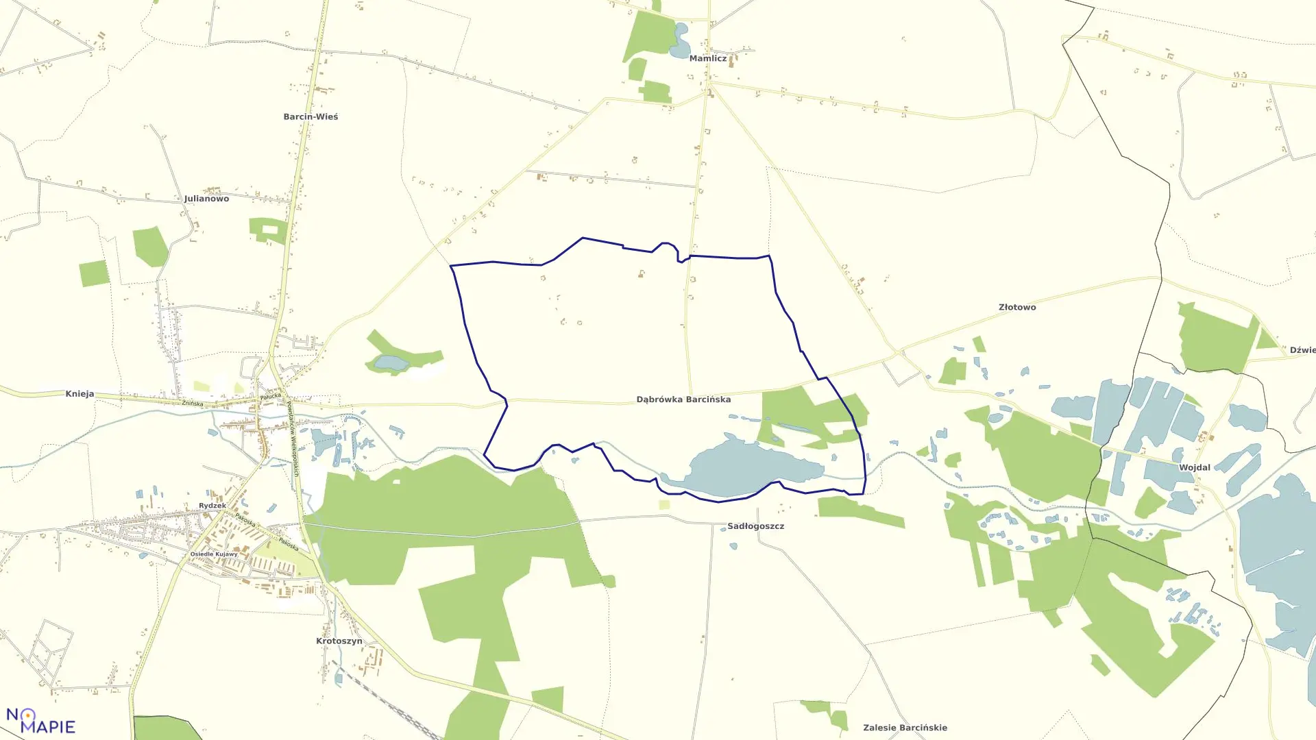 Mapa obrębu Dąbrówka Barcińska w gminie Barcin
